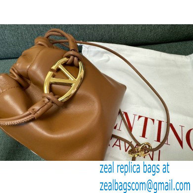 Valentino Vlogo Pouf Nappa Leather Mini Bucket Bag Brown 2024