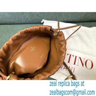 Valentino Vlogo Pouf Nappa Leather Mini Bucket Bag Brown 2024