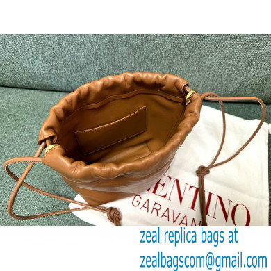 Valentino Vlogo Pouf Nappa Leather Mini Bucket Bag Brown 2024