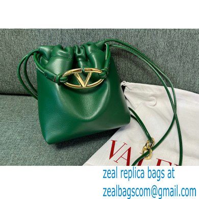 Valentino Vlogo Pouf Nappa Leather Mini Bucket Bag Green 2024 - Click Image to Close