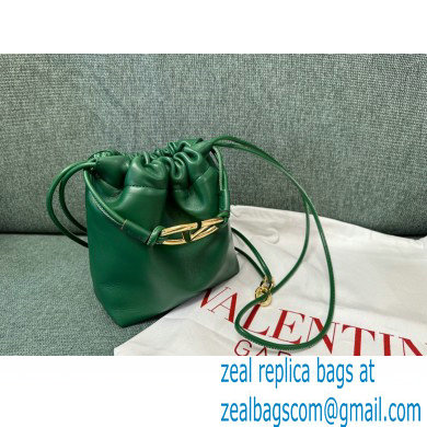 Valentino Vlogo Pouf Nappa Leather Mini Bucket Bag Green 2024