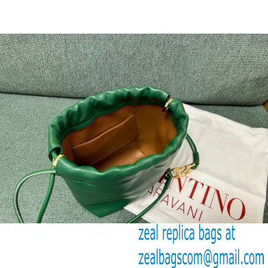 Valentino Vlogo Pouf Nappa Leather Mini Bucket Bag Green 2024