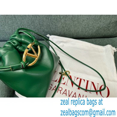 Valentino Vlogo Pouf Nappa Leather Mini Bucket Bag Green 2024