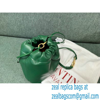 Valentino Vlogo Pouf Nappa Leather Mini Bucket Bag Green 2024