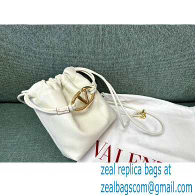 Valentino Vlogo Pouf Nappa Leather Mini Bucket Bag White 2024