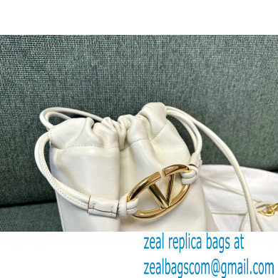 Valentino Vlogo Pouf Nappa Leather Mini Bucket Bag White 2024