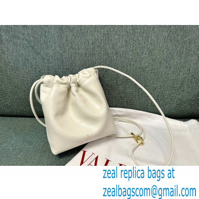 Valentino Vlogo Pouf Nappa Leather Mini Bucket Bag White 2024