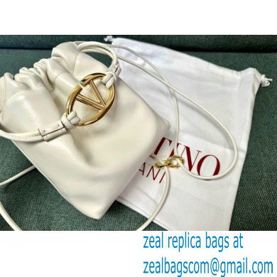 Valentino Vlogo Pouf Nappa Leather Mini Bucket Bag White 2024