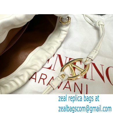 Valentino Vlogo Pouf Nappa Leather Mini Bucket Bag White 2024