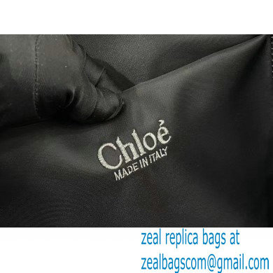 chloe large Woody tote bag in Recycled nylon with Chloe logo black 2024