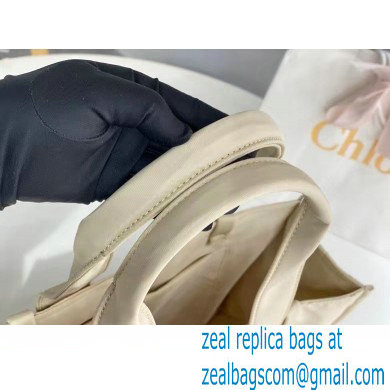 chloe large Woody tote bag in Recycled nylon with Chloe logo white 2024