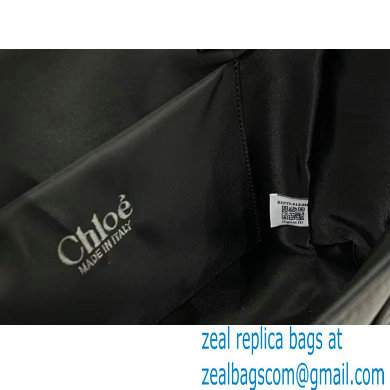 chloe medium Woody tote bag in Recycled nylon with Chloe logo black 2024