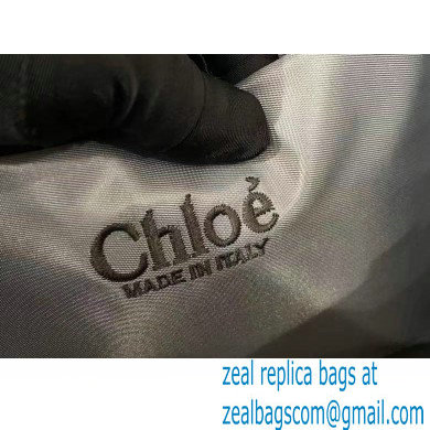 chloe medium Woody tote bag in Recycled nylon with Chloe logo gray 2024