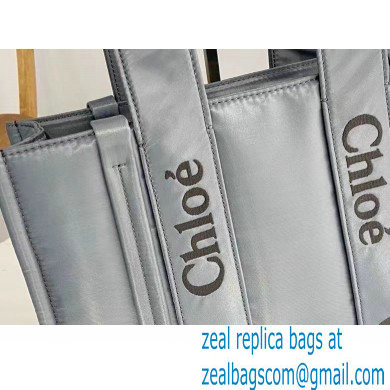 chloe medium Woody tote bag in Recycled nylon with Chloe logo gray 2024