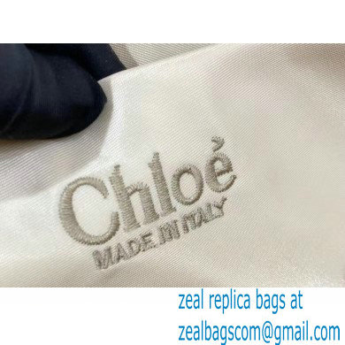 chloe medium Woody tote bag in Recycled nylon with Chloe logo white 2024