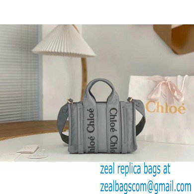 chloe small Woody tote bag in Recycled nylon with Chloe logo gray 2024