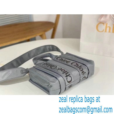 chloe small Woody tote bag in Recycled nylon with Chloe logo gray 2024