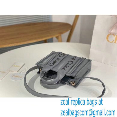 chloe small Woody tote bag in Recycled nylon with Chloe logo gray 2024