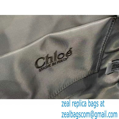 chloe small Woody tote bag in Recycled nylon with Chloe logo gray 2024