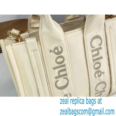 chloe small Woody tote bag in Recycled nylon with Chloe logo white 2024