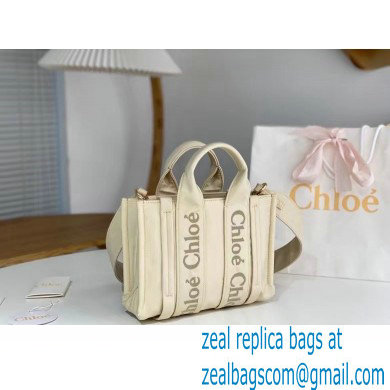 chloe small Woody tote bag in Recycled nylon with Chloe logo white 2024