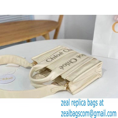 chloe small Woody tote bag in Recycled nylon with Chloe logo white 2024