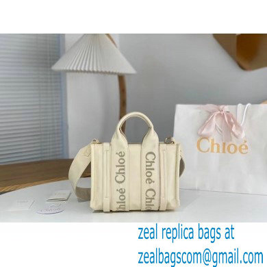 chloe small Woody tote bag in Recycled nylon with Chloe logo white 2024