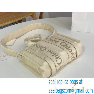 chloe small Woody tote bag in Recycled nylon with Chloe logo white 2024