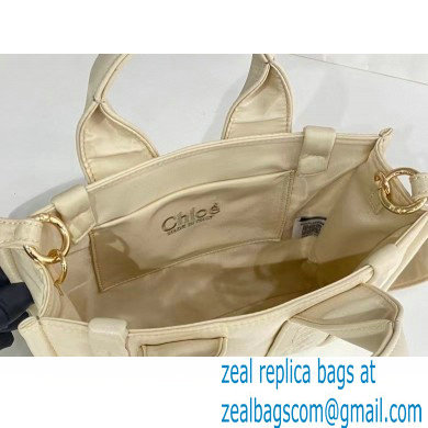 chloe small Woody tote bag in Recycled nylon with Chloe logo white 2024