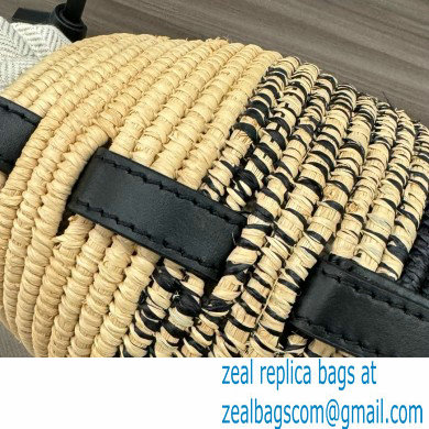 loewe Beehive Basket bag in raffia and calfskin Natural/black 2024