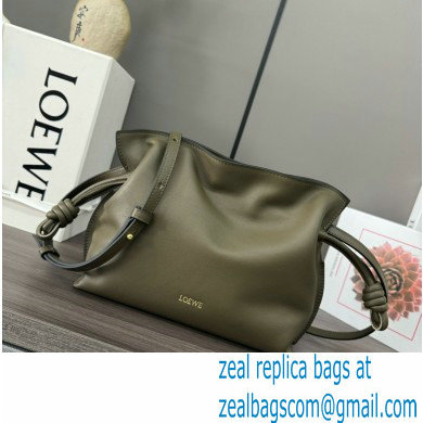 loewe Mini Flamenco clutch in nappa calfskin army green 2023