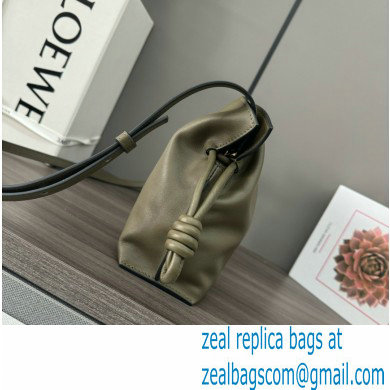 loewe Mini Flamenco clutch in nappa calfskin army green 2023