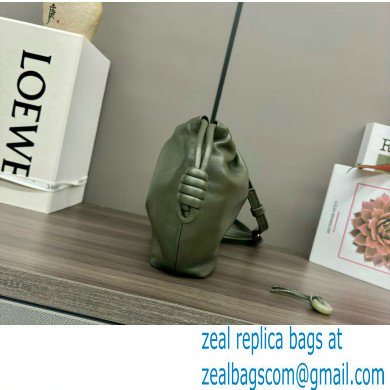 loewe Mini flamenco purse in mellow nappa lambskin 262333 army green 2024