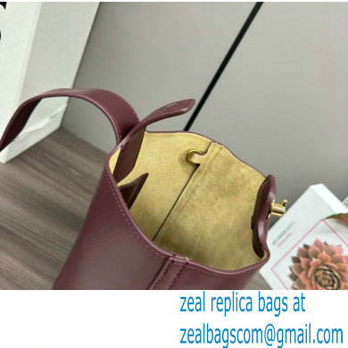 loewe mini Pebble Bucket bag in mellow calfskin dark burgundy 2024