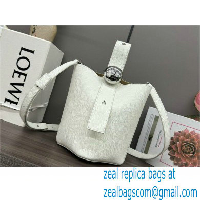 loewe mini Pebble Bucket bag in soft grained calfskin white 2024