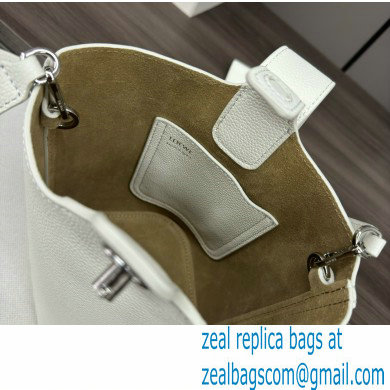 loewe mini Pebble Bucket bag in soft grained calfskin white 2024