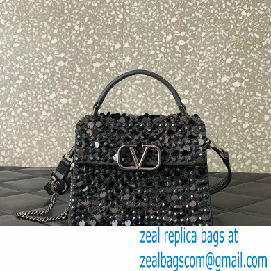 valentino MINI VSLING EMBROIDERED HANDBAG black 2024