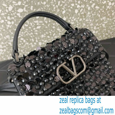 valentino MINI VSLING EMBROIDERED HANDBAG black 2024